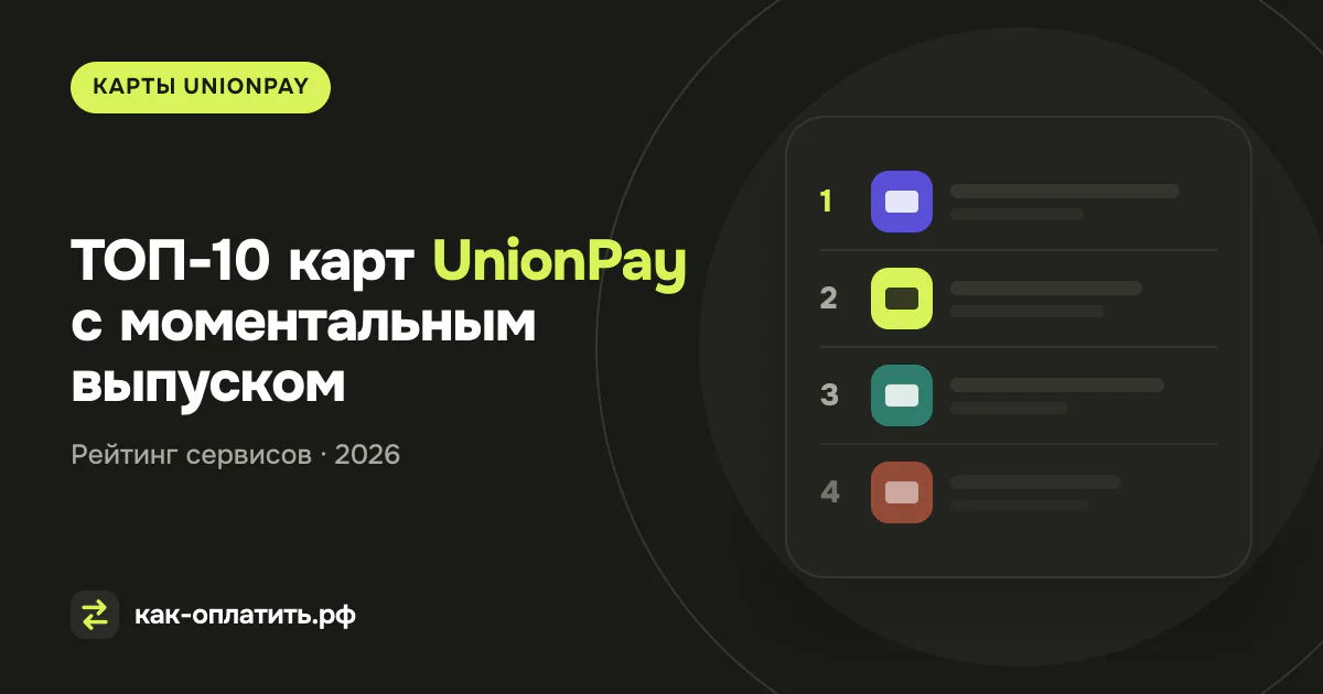 ТОП-10 карт UnionPay с моментальным выпуском в 2026 году