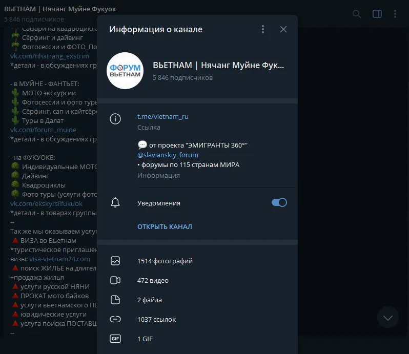 Лучшие Телеграм-каналы и чаты про Вьетнам на Апрель 2026